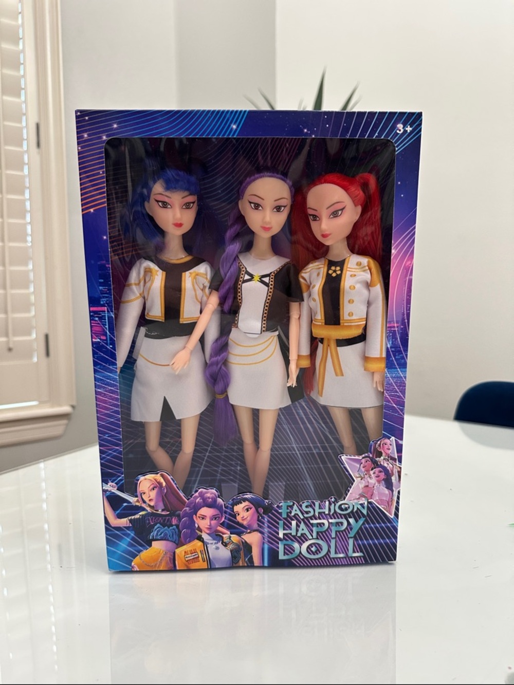 Fashion Happy Doll Trio - Purple, Blue & Red Hair Dolls
